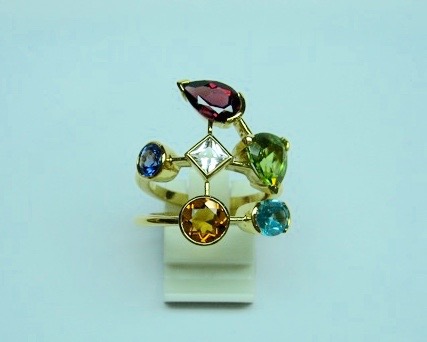 Multi-Colour Gemstones Ring